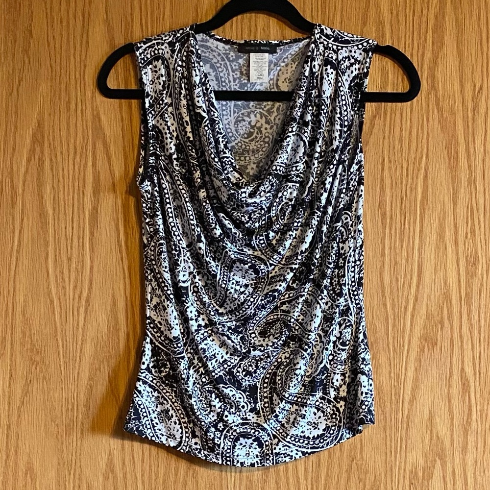 Paisley Black and White Women's Dress Shirt Small